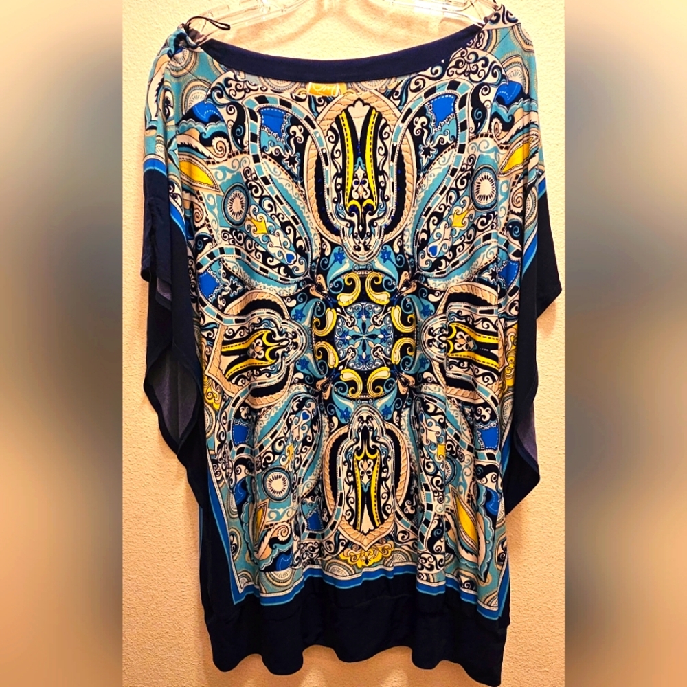 JM Collection Colorful Paisley Print Top